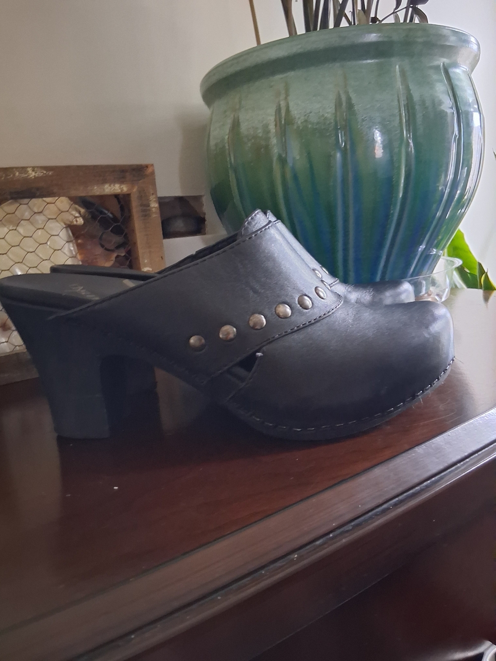 Dansko Black Studded Leather Mules
